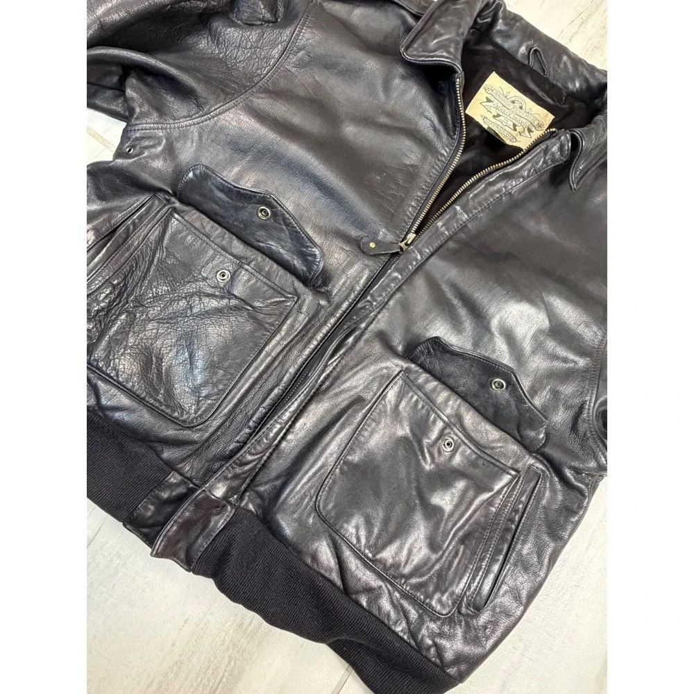 Banana Republic Vintage Leather Bomber Jacket Black Safari & Travel Co Mens 44